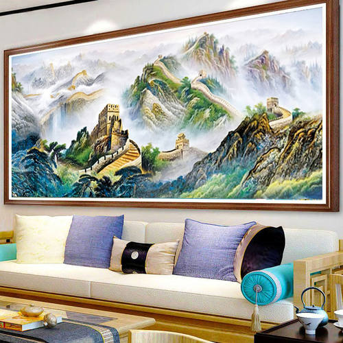 万里长城风景画大幅客厅十字绣