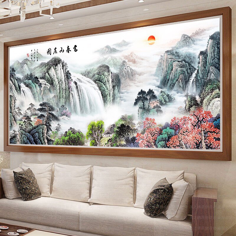 富春山居图十字绣2024客厅线绣新款山水风景大幅手工自己刺绣满绣