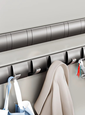 枪灰色折叠隐形门背后衣帽挂钩卫生间免打孔挂衣钩试衣间玄关排钩