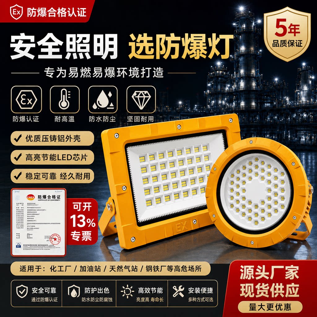 亚明LED防爆投光灯超亮足瓦加油站化工厂仓库隧道防水防腐防爆灯