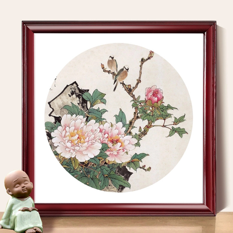 挂墙式实木相框2833384050425圆形软卡宣纸字画书法手工装裱画框