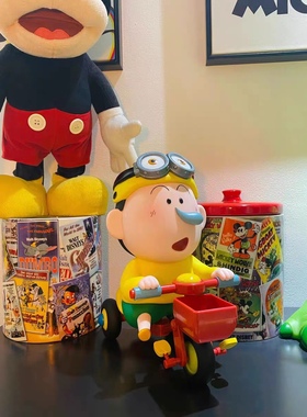 网红手办 阿呆自行车 蜡笔小新单车手办可爱摆件动漫潮玩创意礼物