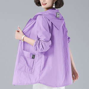 防晒衣女新款夏季透气防紫外线户外服薄外套大码中长款妈妈防晒服