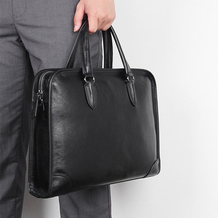 Tang Tang leather goods horizontal leather men's bag first layer cowhide 14 inch computer bag, business briefcase, portable crossbody backpack