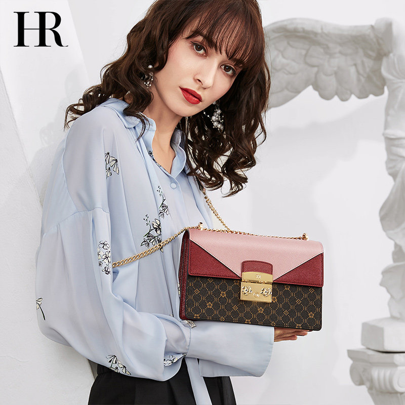 HR赫莲娜斜挎小方包女2020新款时尚风琴包链条小包今年流行老花包