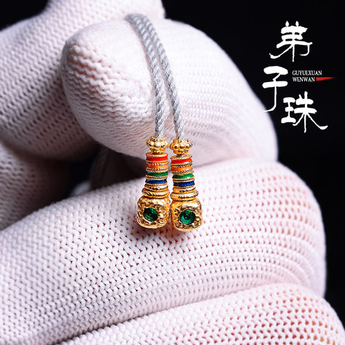925纯银文玩弟子珠diy配饰吊坠金刚杵银饰金刚百香籽108文玩手串