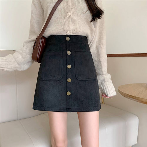 短裙a字简约百搭大口袋