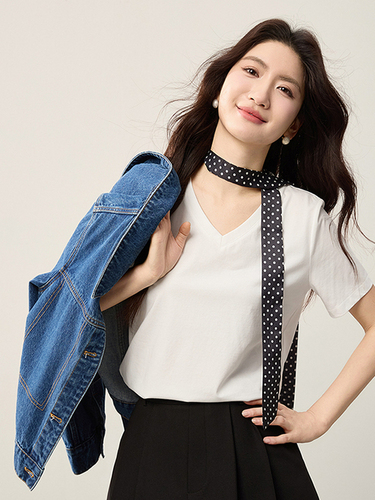 Xi World Rainbow Multi-Colored Cloud T Short Sleeve Right Shoulder T-Shirt Women's Summer Loose Slimming Versatile Top