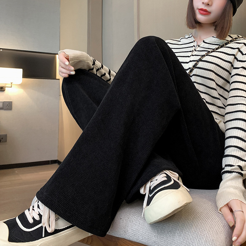 欧棉绒阔腿裤女秋冬季保暖加厚加绒休闲裤高腰垂感直筒拖地裤子,女装/女士精品,休闲裤,淘宝优惠券,粉丝福利购,淘宝优惠卷