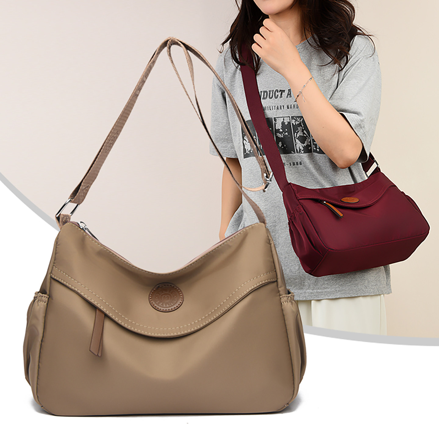 牛津布斜挎包女士2026新款休闲防水尼龙单肩包帆布包女通勤妈妈包