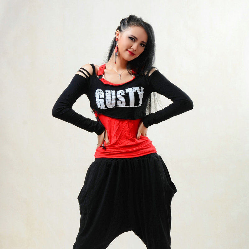 设计感jazz性感上衣洋气辣妹跳舞衣服叠穿两件套女t恤爵士舞练功