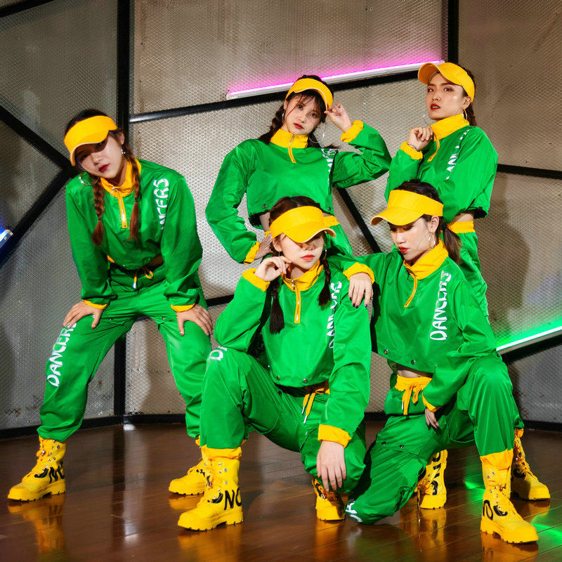 韩国嘻哈街舞休闲运动套装女团风比赛演出服装成人爵士跳舞工装裤
