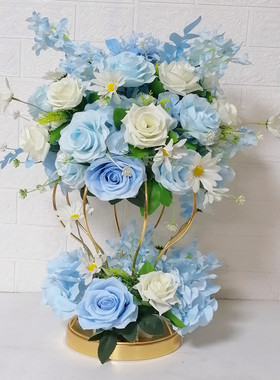 创意简约婚礼酒店迎宾区新房酒吧KTV装饰紫色仿真花橱窗网红摆件