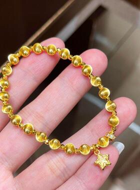 金珠手串999足金女黄金转运珠手錬配件猫眼小金珠金豆送妈妈