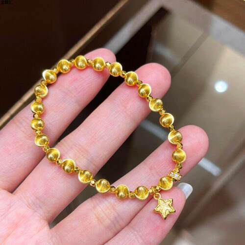 金珠手串999足金女黄金转运珠手錬配件猫眼小金珠金豆送妈妈
