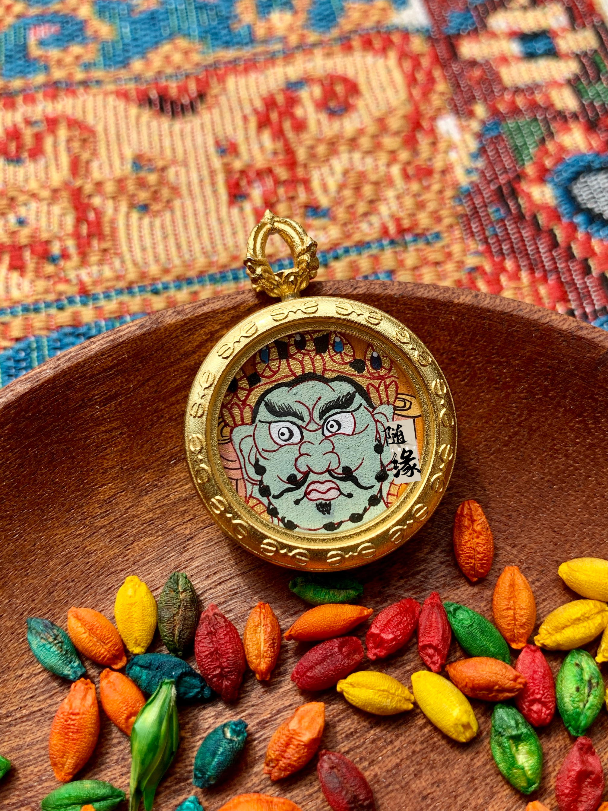 【随缘唐卡】纯手绘绿财神唐卡