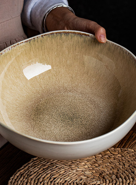 日式11英寸异形荷叶花边碗个性陶瓷大碗汤碗商用特大号酸菜鱼碗