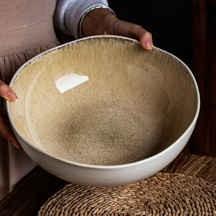 日式11英寸异形荷叶花边碗个性陶瓷大碗汤碗商用特大号酸菜鱼碗