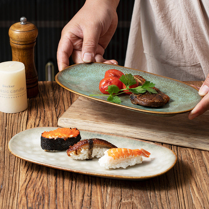 日式寿司盘子长条盘点心盘创意小吃盘西餐盘刺身盘长碟子日式餐具