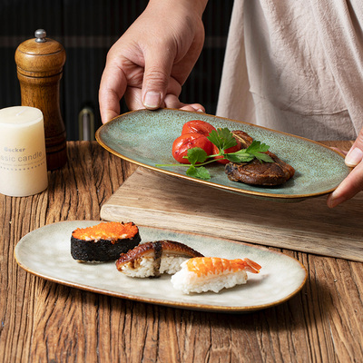 日式寿司盘子长条盘点心盘创意小吃盘西餐盘刺身盘长碟子日式餐具