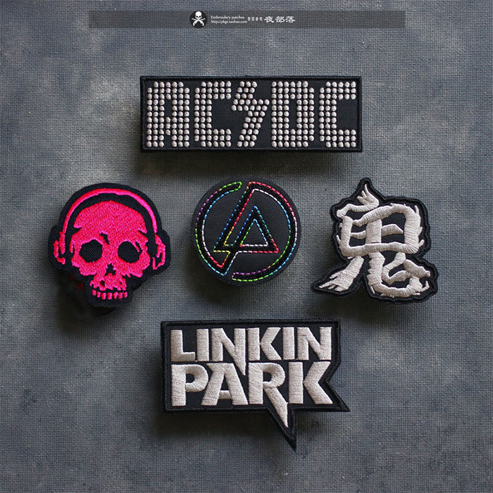 新款ROCK金属乐队汉字刺绣布贴缝烫补丁贴 皮衣3M沙发自粘魔术章
