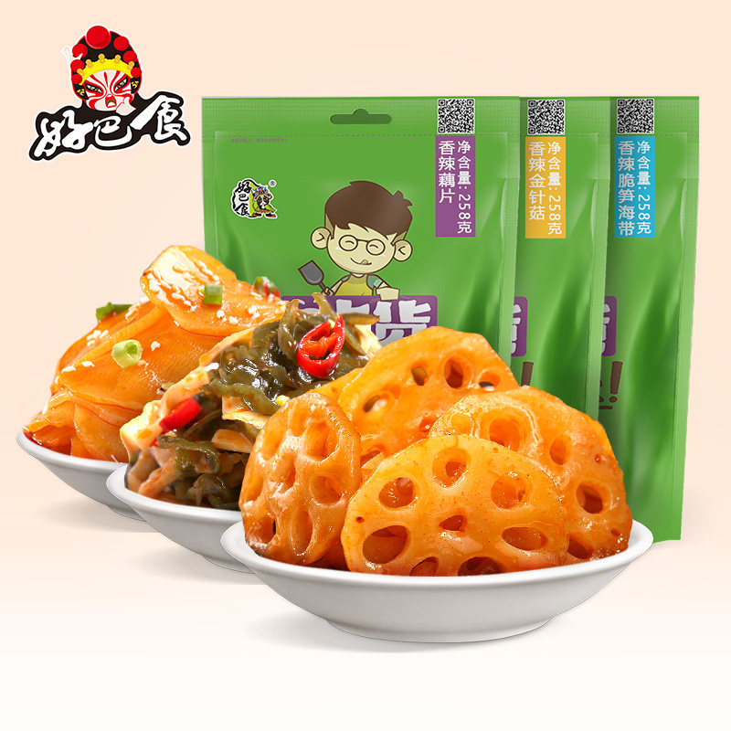 Good bar food Flammulina velutipes spicy Lotus root slices Small package Serve a meal Spicy and spicy snacks snack bulk 258g*3in the Snacks/Nuts/Specialty , Dougan products/Dry vegetables , Dry vegetables  category - from Buy2taobao.com to provide professional Taobao agent buy service