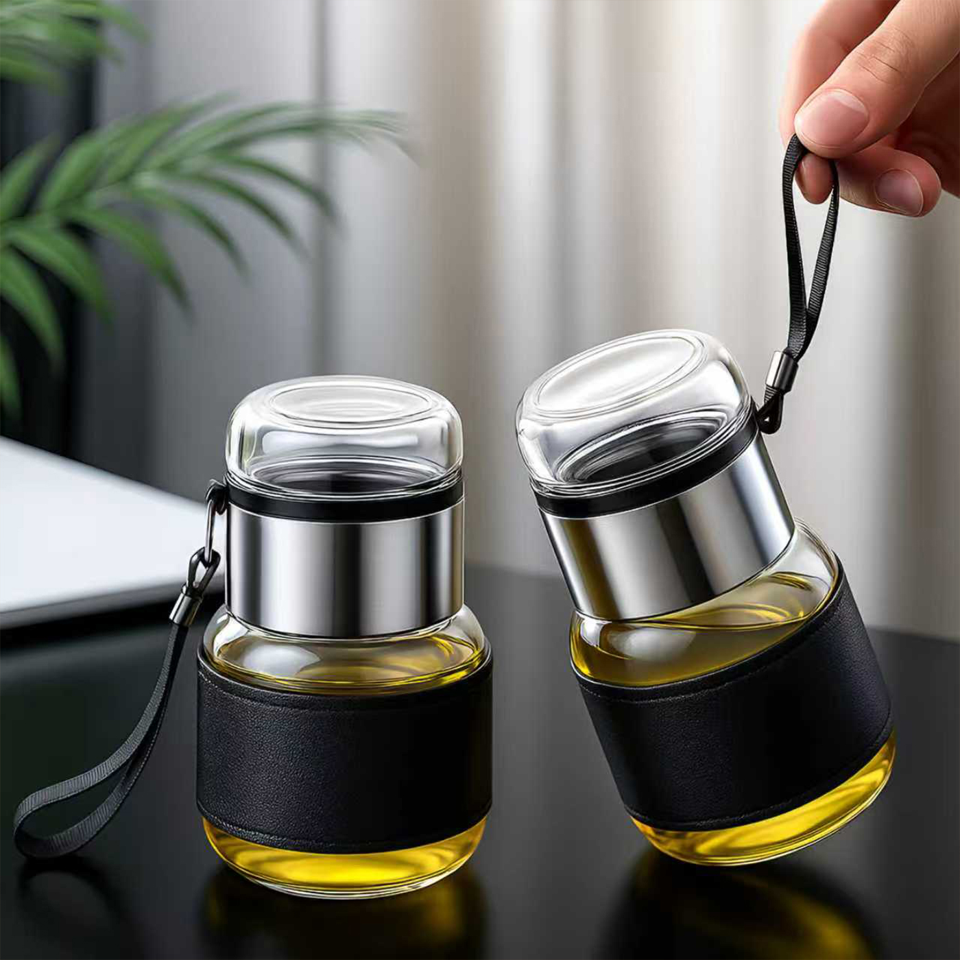网红ins高颜值墩墩玻璃杯透明泡茶杯便携式随手杯防烫茶水分离杯
