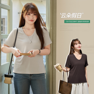正肩短袖 胖mm韩系百搭简约多色基础款 小波家2026春季 3.18日新品