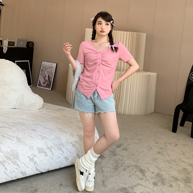 盐系炸街甜辣法式遮肚显瘦短袖