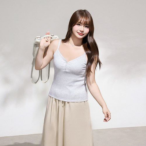 胖mm弹力V领背心大码修身吊带