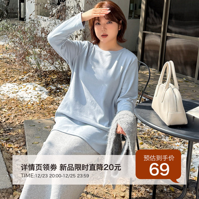 12.23日新品小波家2025冬季胖mm气质圆领磨毛显瘦基础纯色打底衫