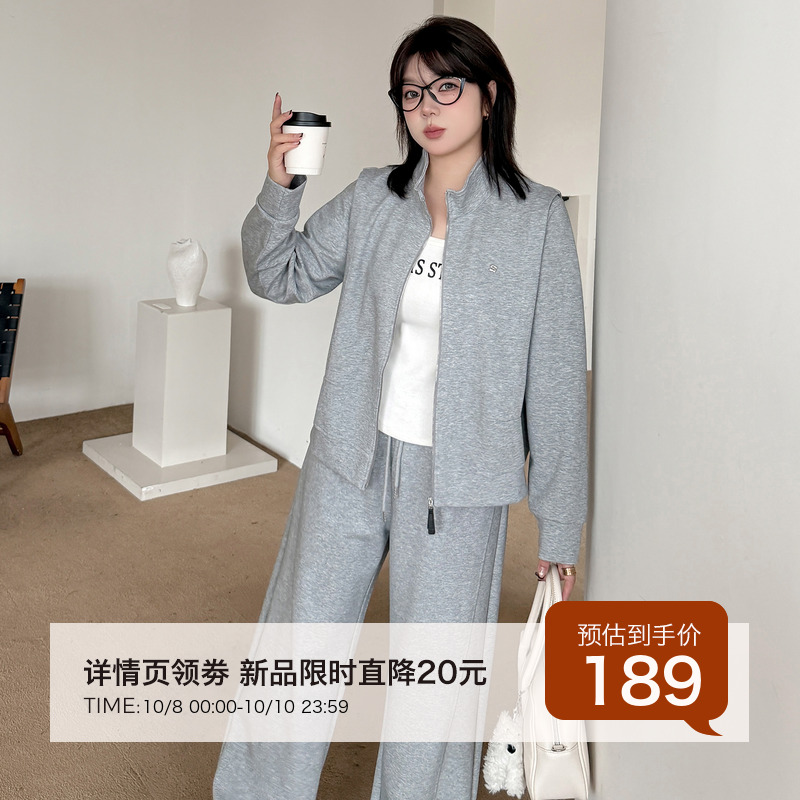 10.8日新品小波家2025秋季胖mm韩系休闲运动卫衣阔腿裤通勤套装