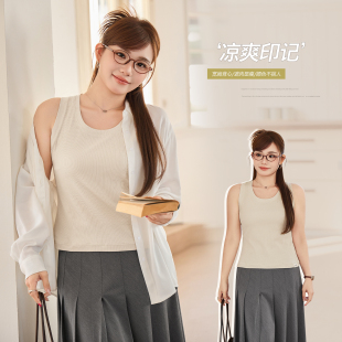 圆领弹力百搭背心 胖mm简约纯色无袖 3.18日新品 小波家2026春季