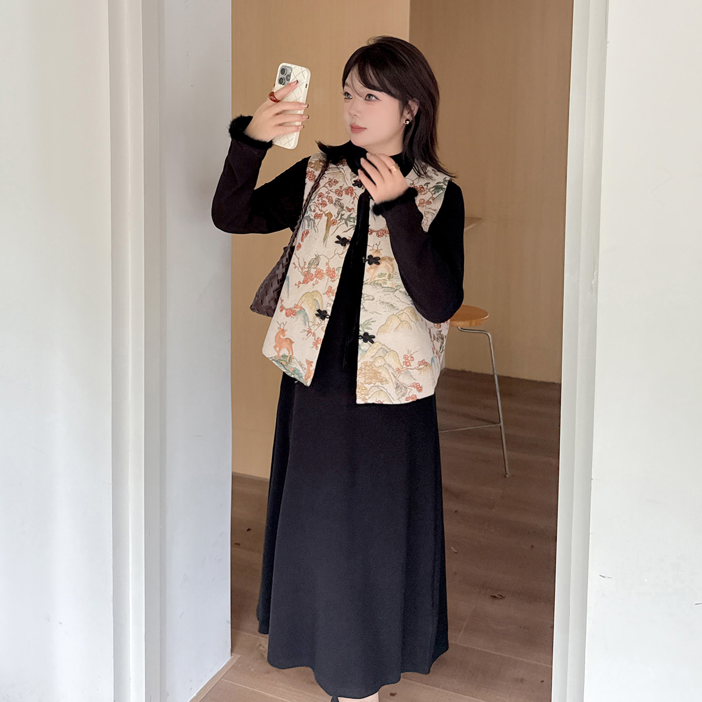 小波家2025冬季胖mm新中式重工提花马甲连衣裙两件套,女装/女士精品,大码套装,淘宝优惠券,粉丝福利购,淘宝优惠卷