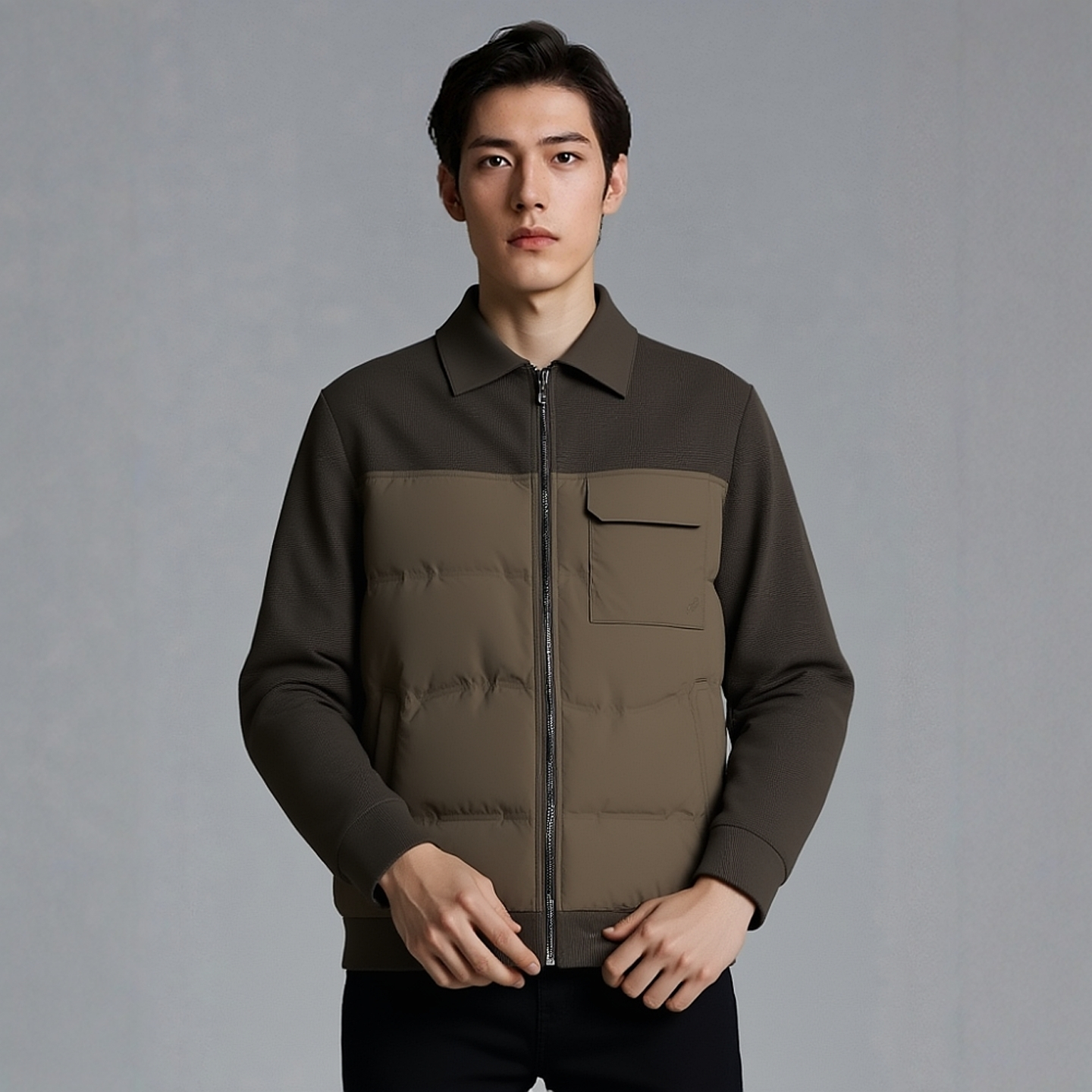 D253021333爱登堡男装秋装拉链新款商务羽绒休闲夹克茄克外套