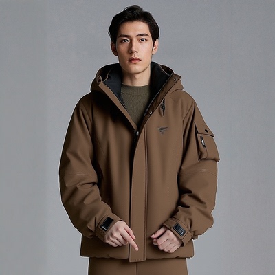 H254026P02爱登堡男装2025新款商务连帽羽绒服外套休闲服