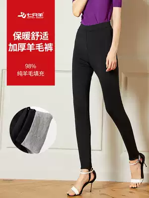 Seven sheep cotton pants women's thickened inner pants beautiful legs slim-fit wool pants high waist high elastic warm pants all-in-one pants 1916