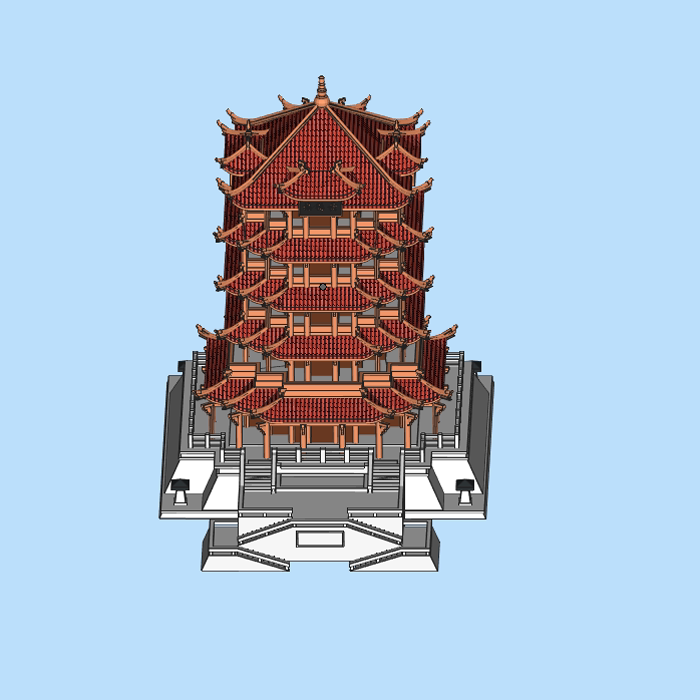 带贴图的黄鹤楼模型04200903三维图纸(zbr/obj格式)