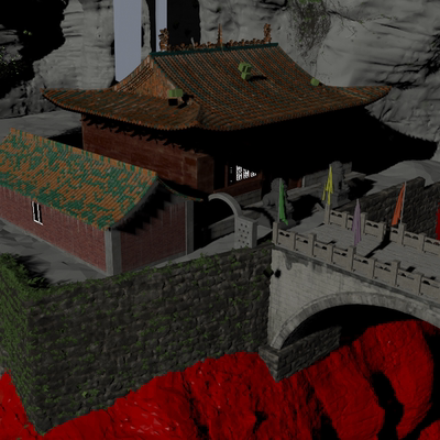 古代建筑悬空寺模型01200702三维图纸（3DMAX格式）