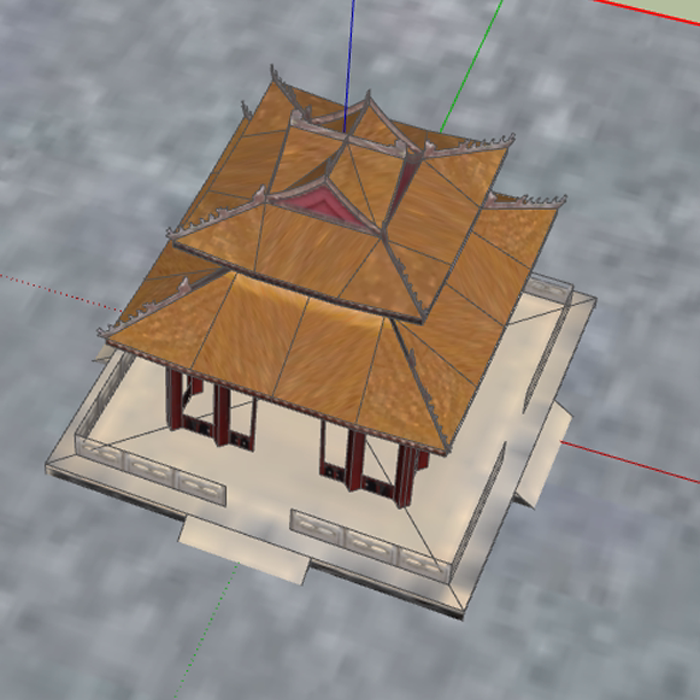 古建筑孔庙杏坛模型三维图纸(skp/obj文件格式)