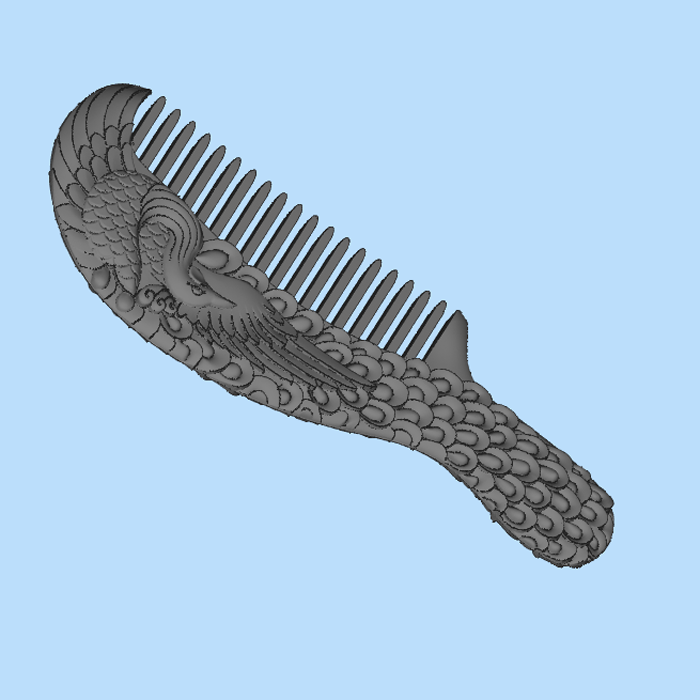 雕刻凤凰的梳子01210322三维图纸（stl格式）