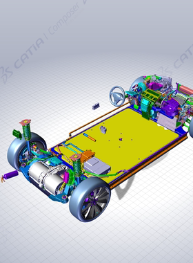 特斯拉底盘电器动力的详细设计数模3D图纸（3DS/3dxml格式）