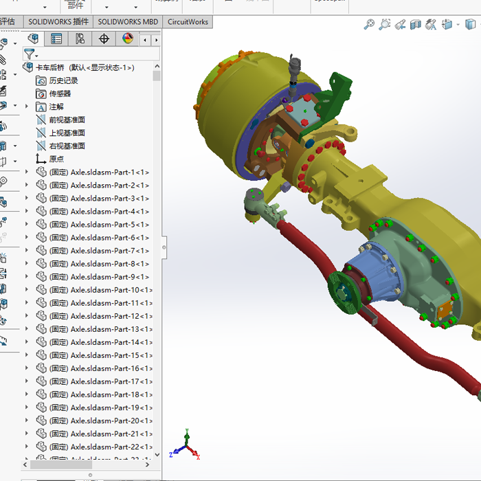 汽车后桥传动轴内部结构模型01210622三维图纸step/sldasm格式