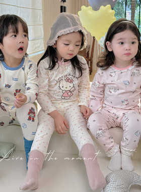 童装居家服儿童纯棉秋衣秋裤套装女宝宝男童家居服大小卷女童睡衣
