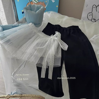 2025春大小卷屁帘网纱修身喇叭裤