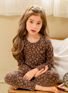 女童秋衣秋裤套装家居服公主女孩宝宝磨毛居家服纯棉全棉儿童睡衣