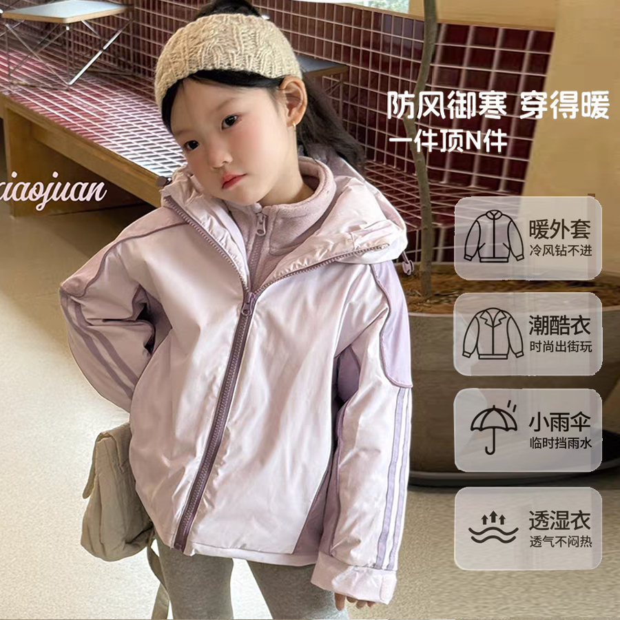 儿童秋冬保暖韩系摇粒绒冲锋衣