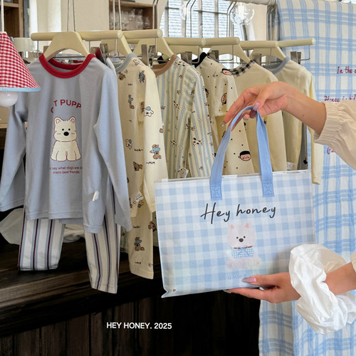 秋季儿童纯棉无骨印花家居服套装