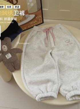 大小卷儿童加绒裤子秋冬新款加厚保暖男女童卫裤宝宝运动裤休闲裤