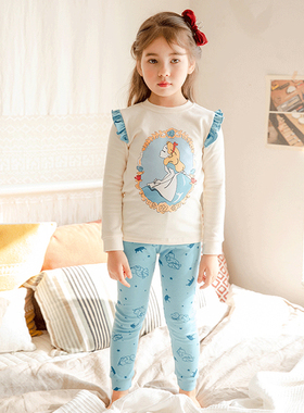 儿童公主睡衣冬季纯棉 女童秋衣秋裤加绒套装 全棉宝宝磨毛家居服